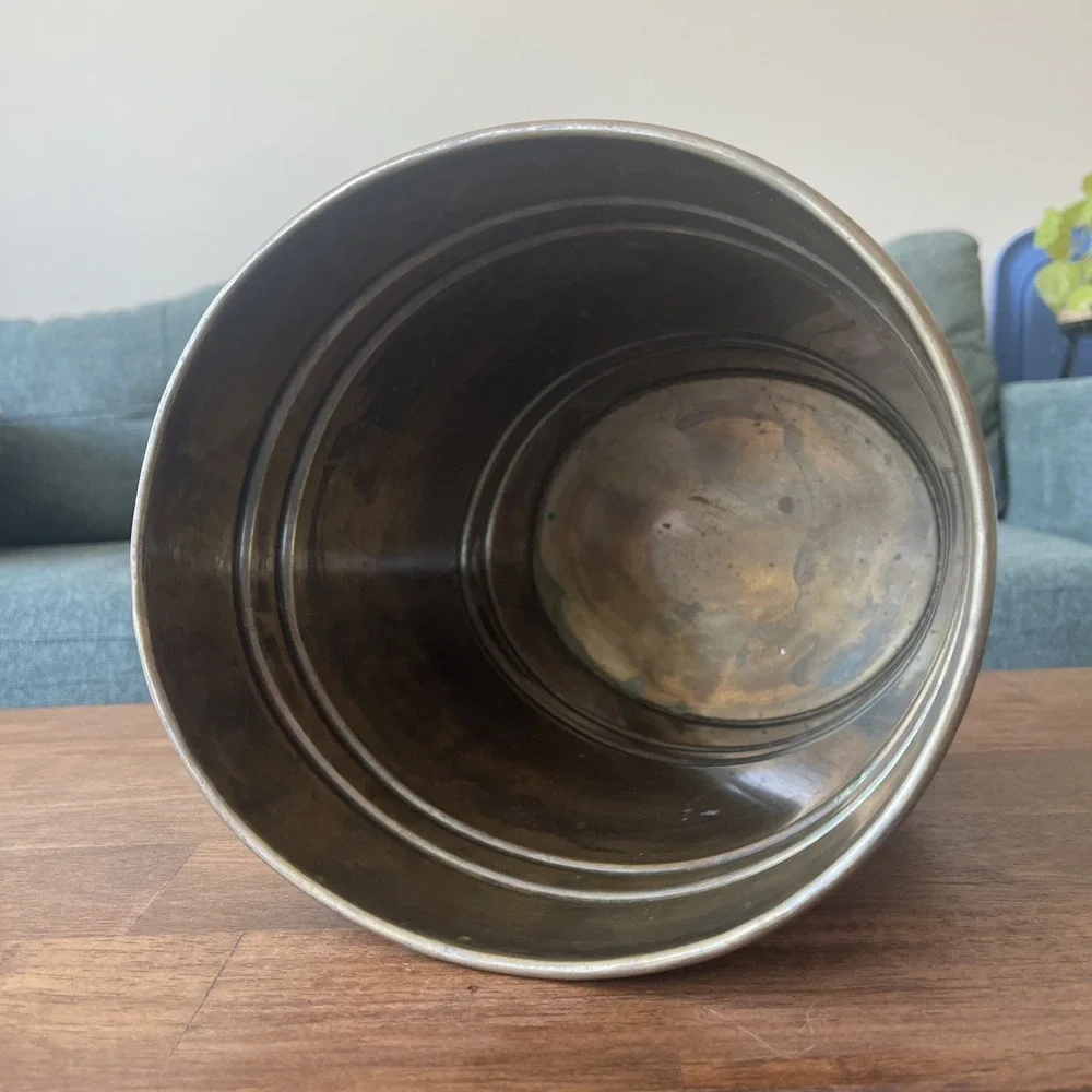 Vtg Eddie Bauer BRASS METAL‎ trash can waste paper basket office Bathroom Metal